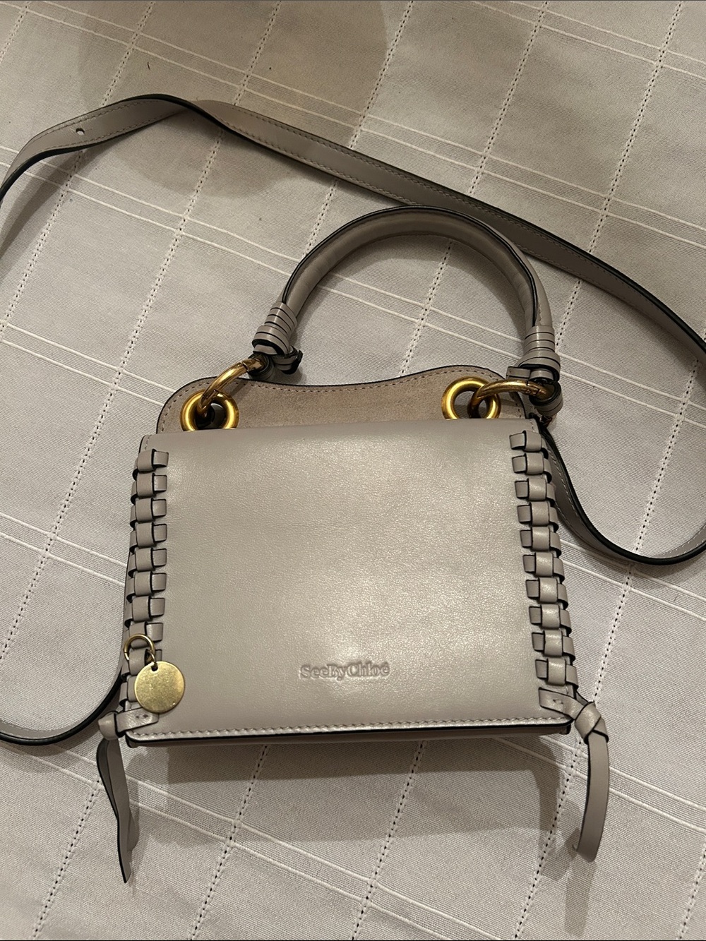 See By Chloe Tilda Mini Grain  leather bag woven-edge satchel with gold hardware